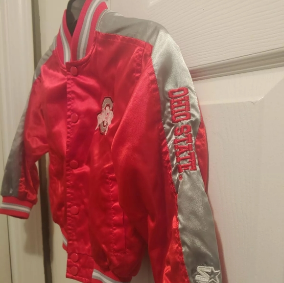 Ohio State Buckeyes Kids full Snap-On Varsity Letterman Bomber Starter Jacket - Picture 3 of 7